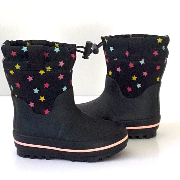 Cat & Jack Black Boots with Stars. Clean inside & Out. Rain, Outdoor, Winter. - Picture 2 of 5